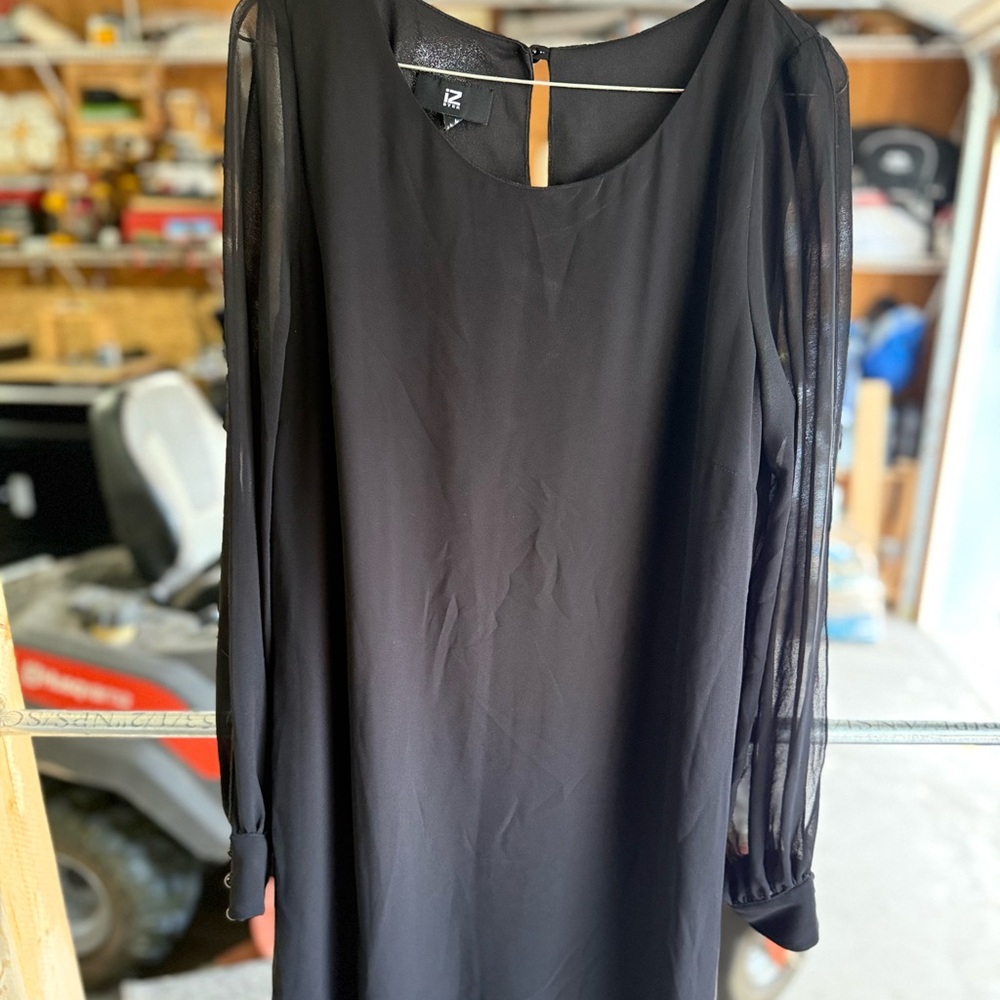 Iz Byer Black Dress with Sheer Sleeves